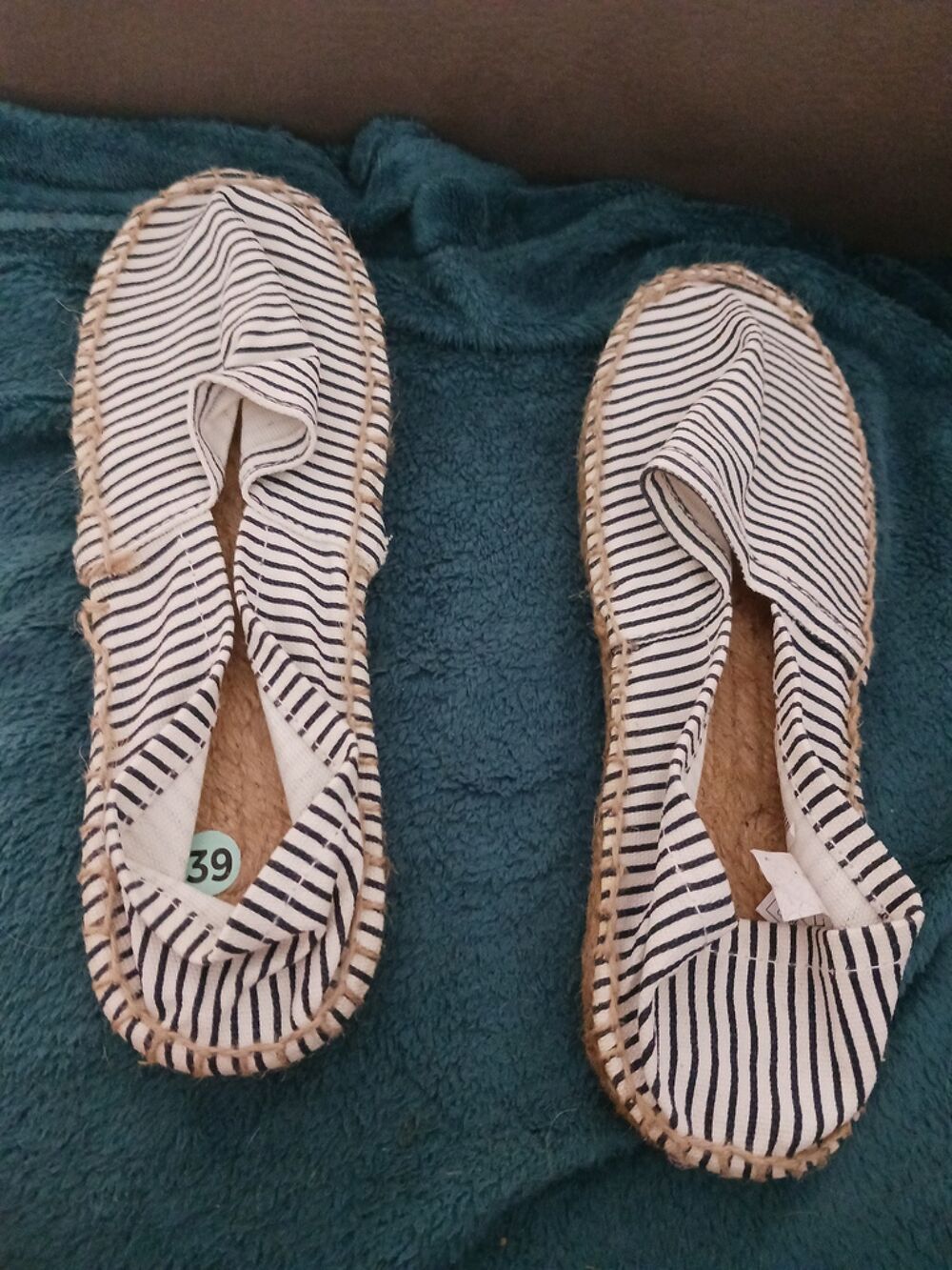 Espadrilles Ray&eacute;es bleu et Blanc Taille 39 Chaussures