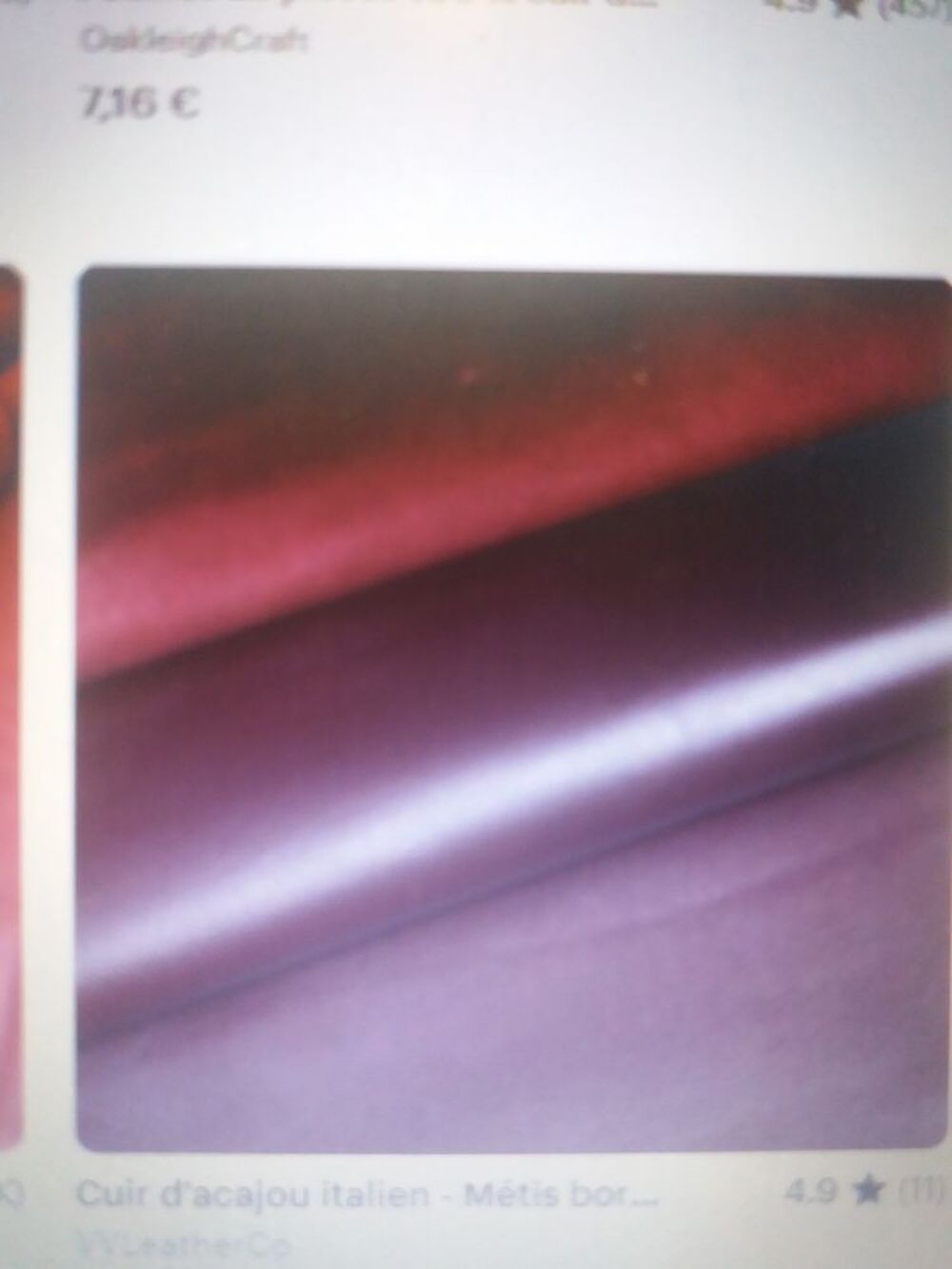 10 Pi&egrave;ces de cuir de 2 M2 et 2 mm chacune couleur bordeaux Maroquinerie