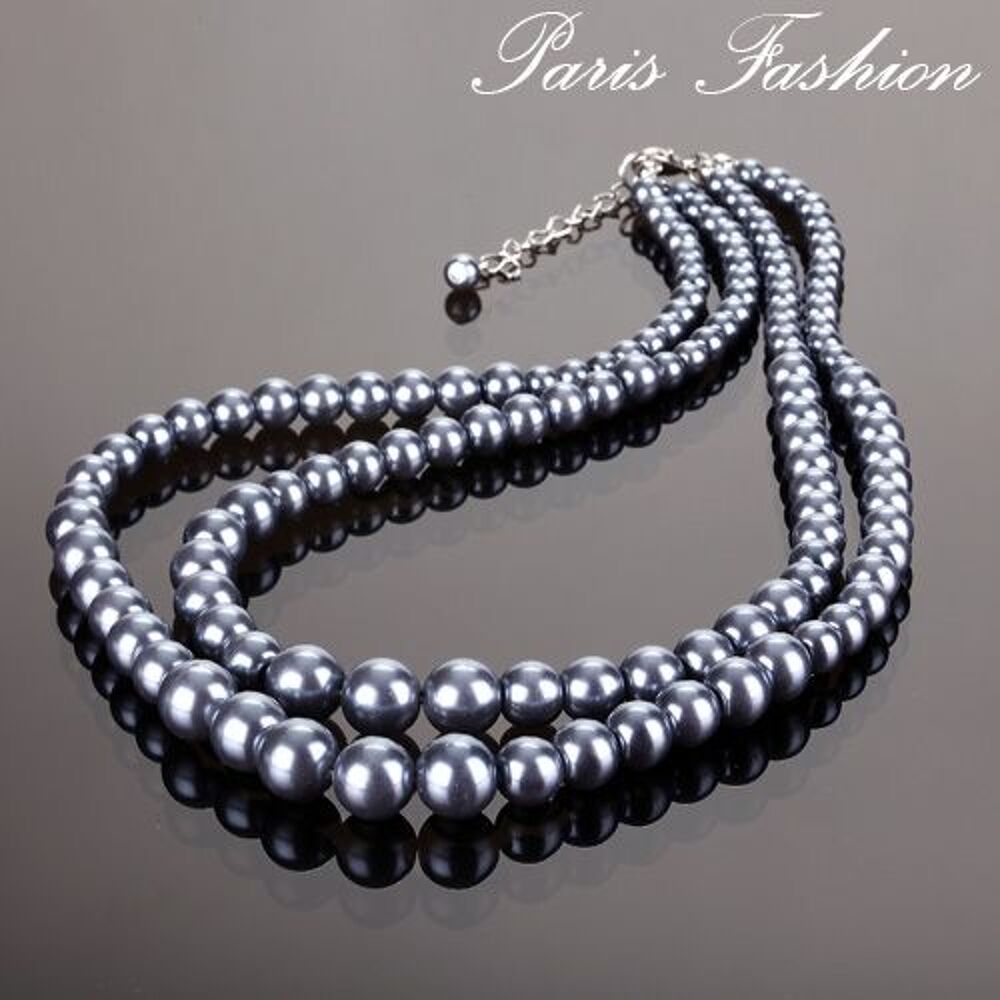 collier de perles grises Bijoux et montres