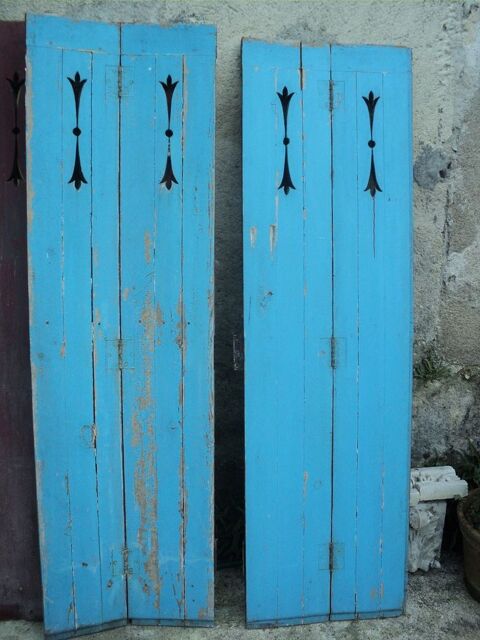 Volets Persiennes Bois Peint Bleu Bordeaux Déco Tête de Lit 150 Loches (37)