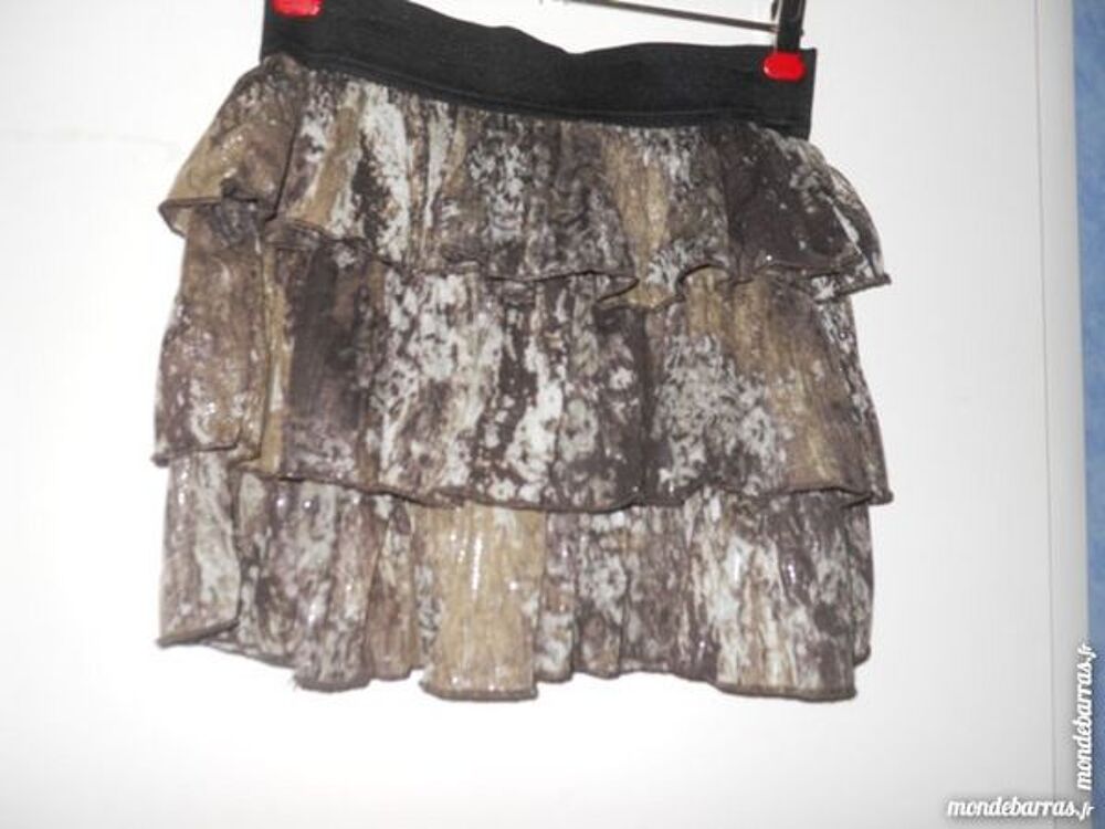 jupe &agrave; volants maron taille 34/36 neuve Vêtements