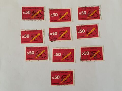 Timbre france Code Postal � 0 F 50 rouge  1972- lot 0.50 eur 0 Marseille 9 (13)