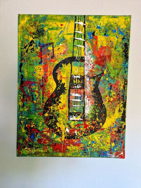 Tableau art abstrait guitariste gomtrique moderne  50 Fameck (57)