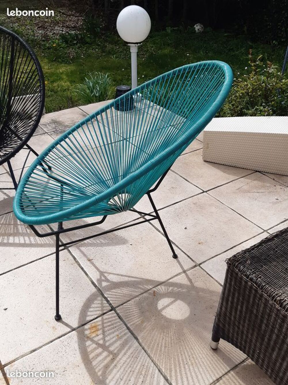 V&eacute;ritable et Grand Fauteuil de jardin Acapulco bleu Design Jardin