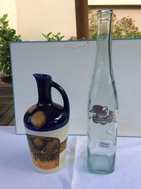 Flacon Curaçao Dolfi et bouteille verre soufflé Mirabelle 20 Gif-sur-Yvette (91)