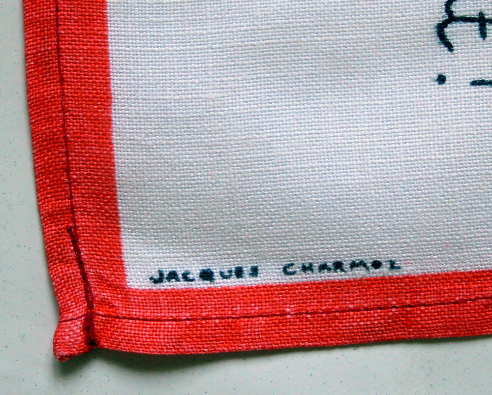 Torchon lin JACQUES CHARMOZ pour AGALYS 1960 D�coration