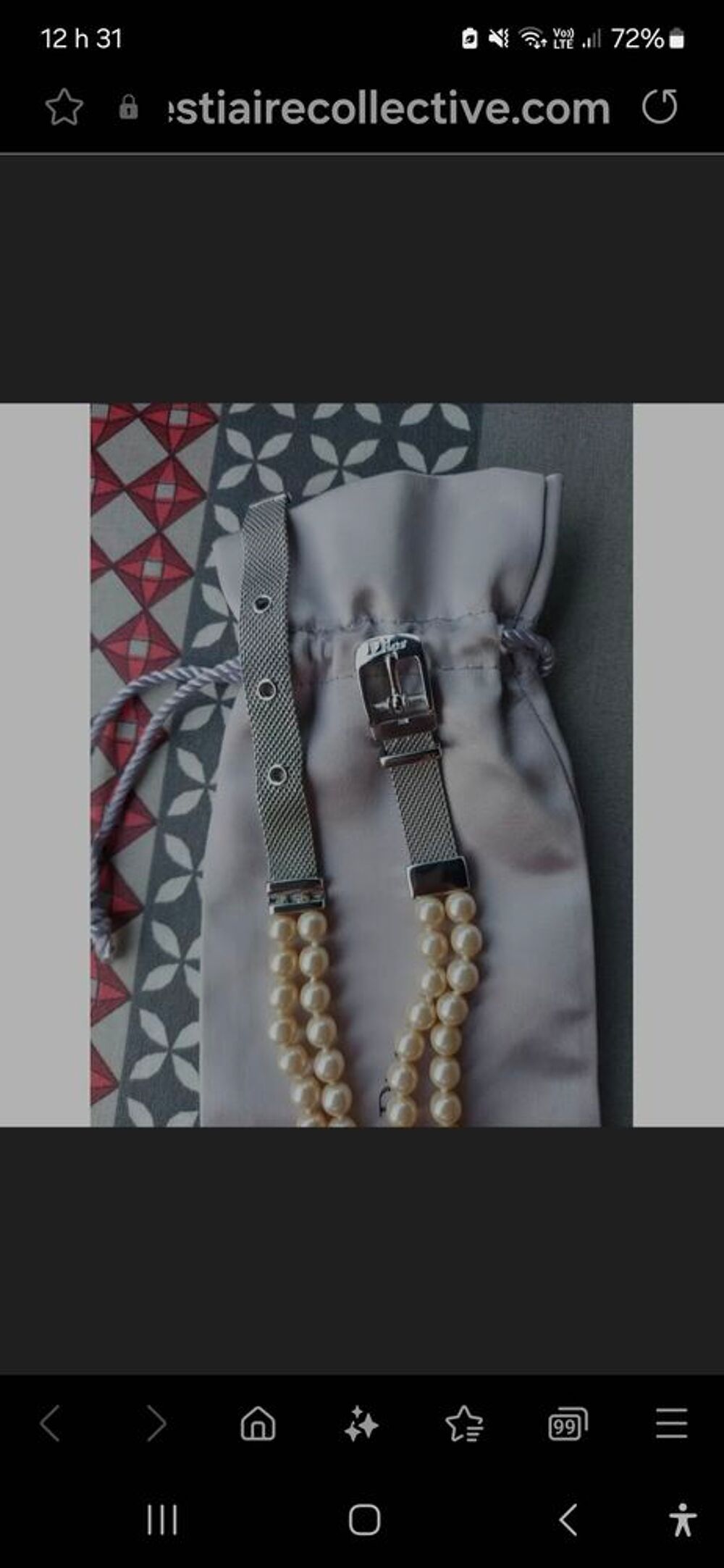 Collier Christian DIOR - Perles v&eacute;ritables/fermoir argent&eacute; Bijoux et montres