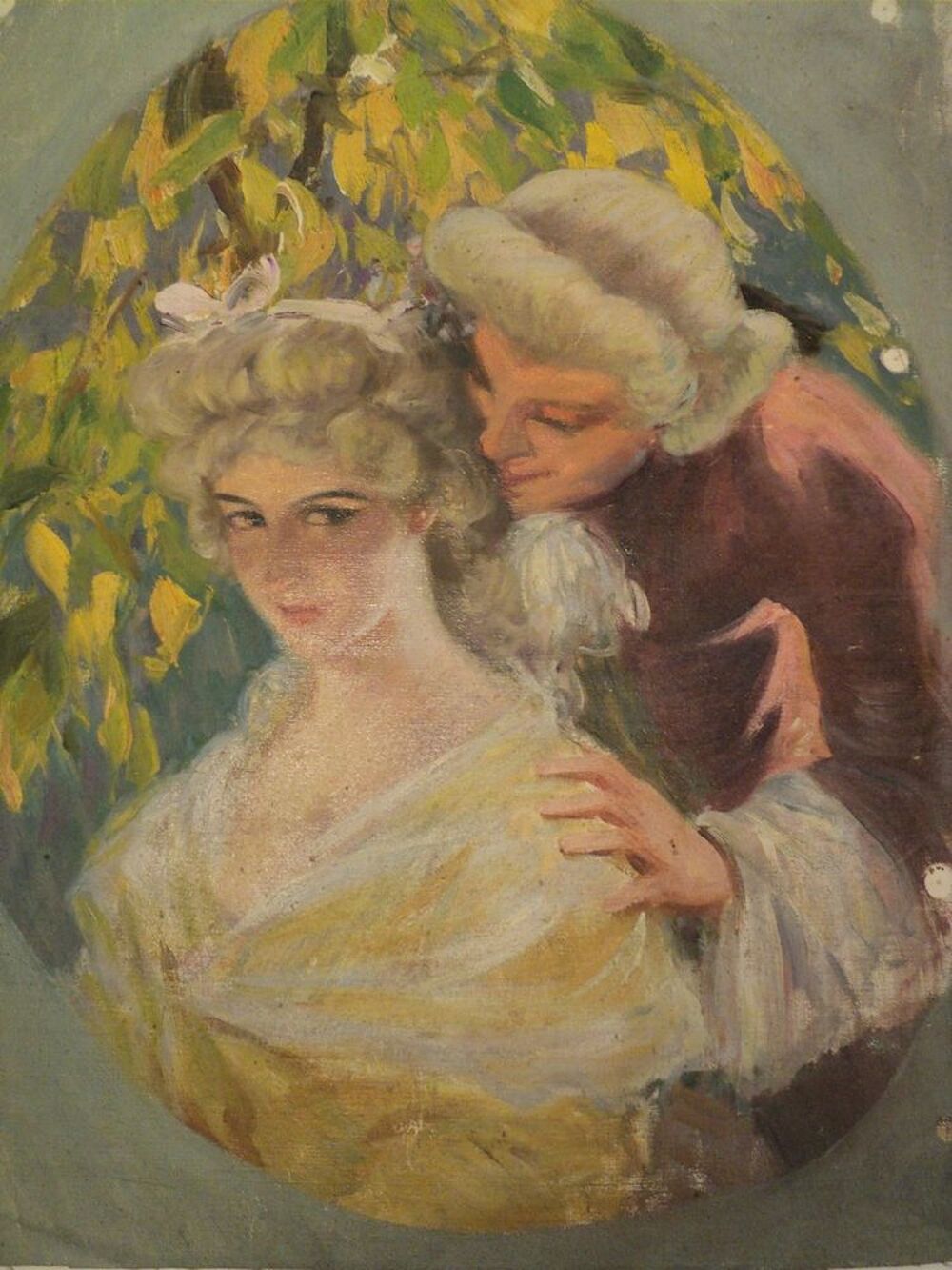 Peinture sur Toile Couple Sc&egrave;ne Galante XIX&egrave;me 