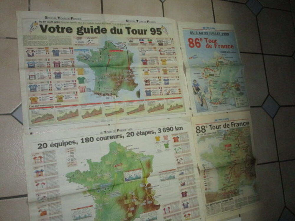 VIEILLES CARTES PARCOURS TOUR DE FRANCE 2001-1999-1995 