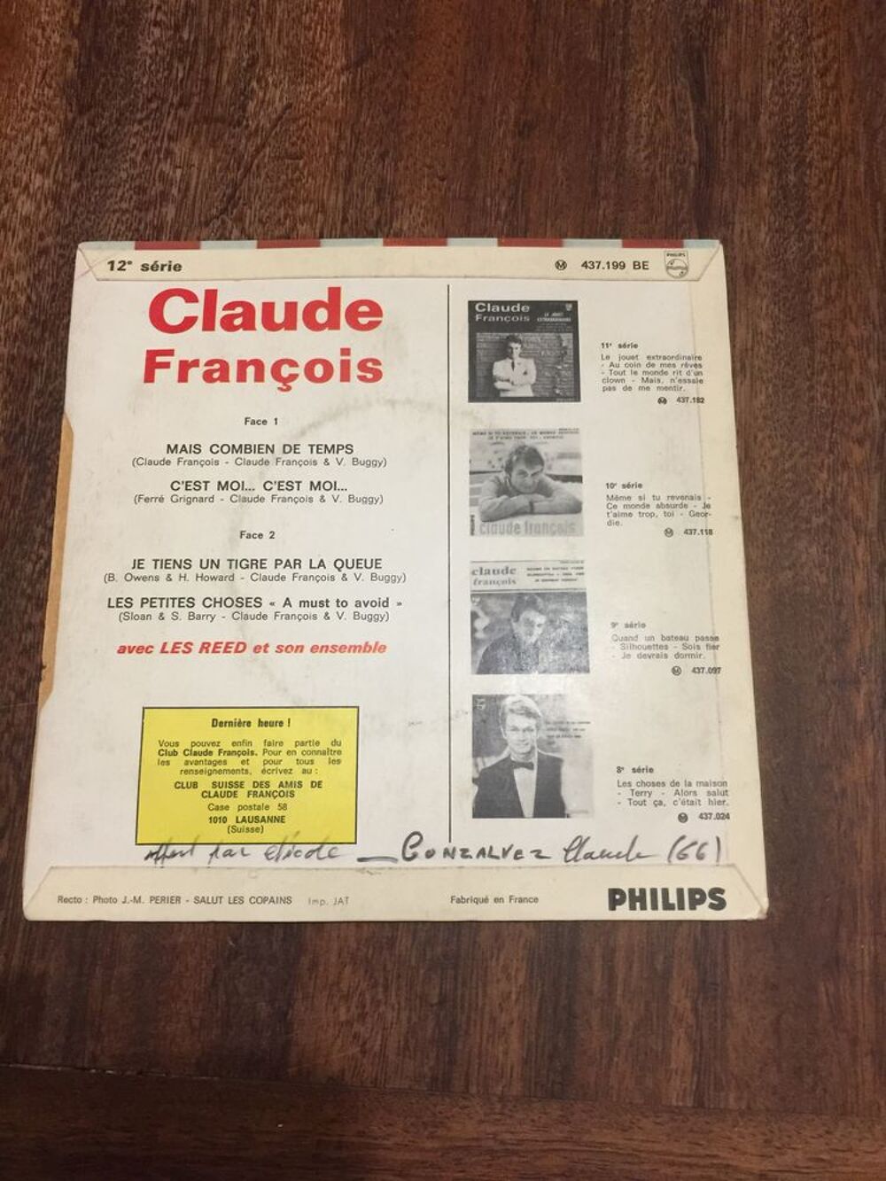 Vinyle 45 tours Claude Fran&ccedil;ois " C' est moi c' es CD et vinyles