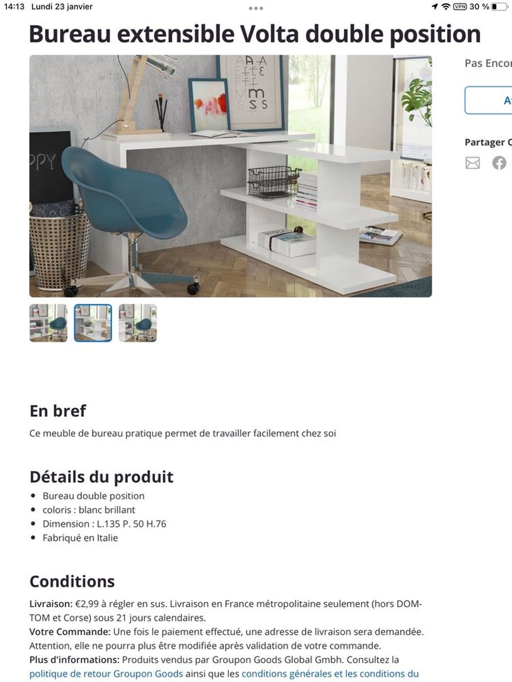 Bureau moderne VOLTA Meubles