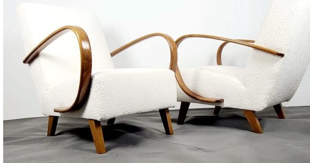 Magnifiques fauteuils restaur&eacute;s Art D&eacute;co Jindrich Halabala 1940s Meubles