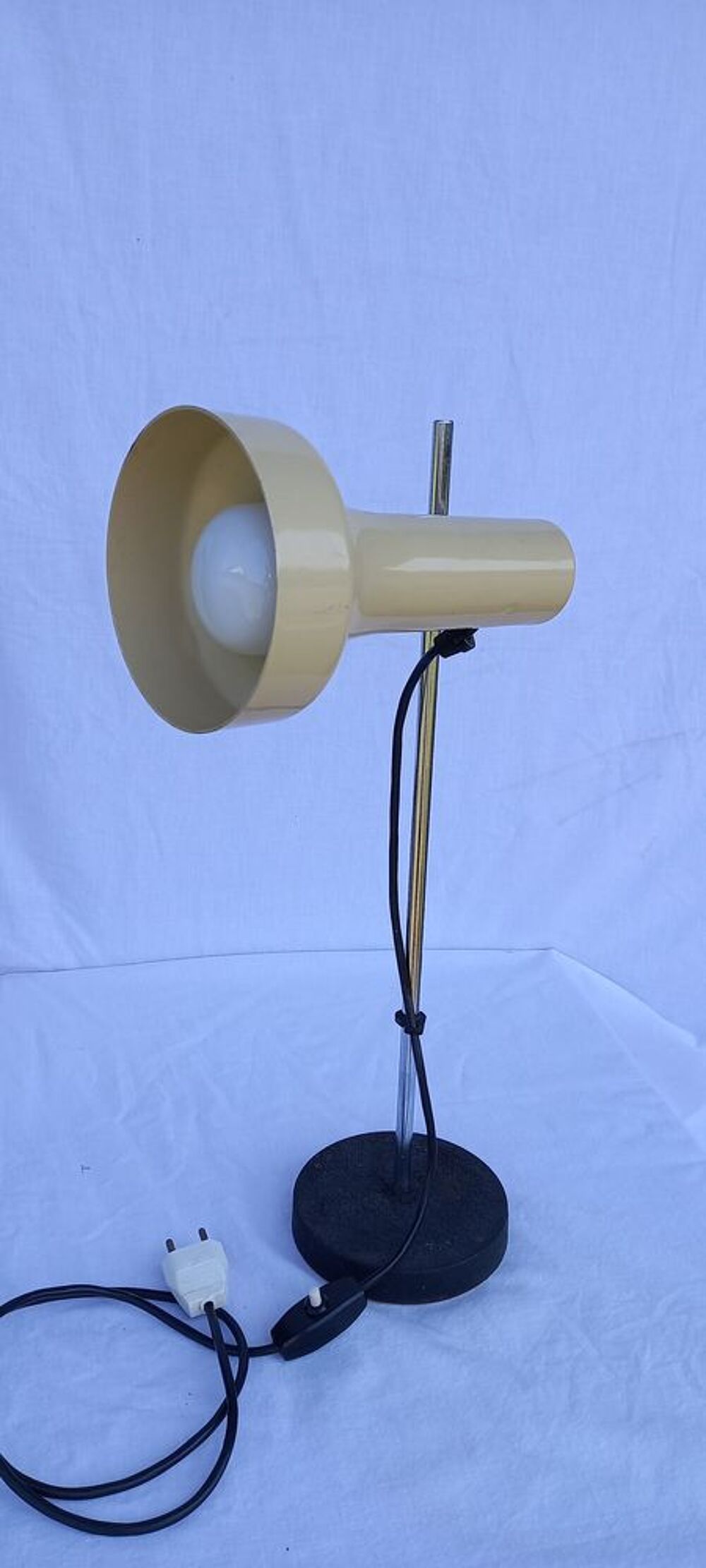 Lampe de bureau vintage 1970 beige et chrome style spot Décoration