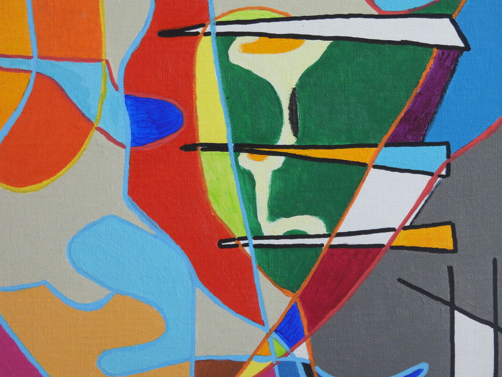 Tableau acrylique sur toile - Autoportrait au loup Décoration