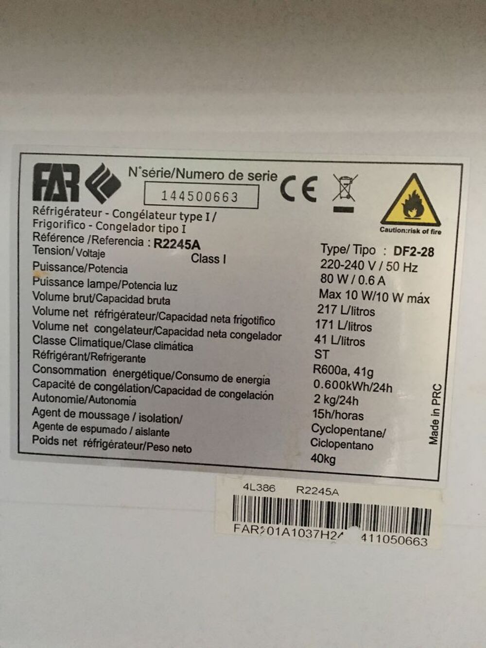Refrigerateur. Vendu 150 euros Electroménager