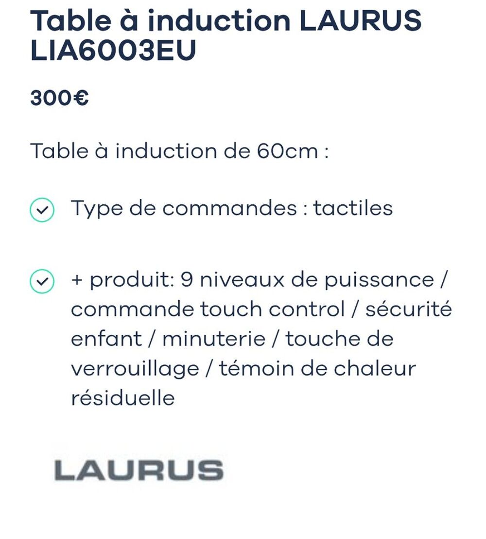 Plaque de cuisson induction Electroménager