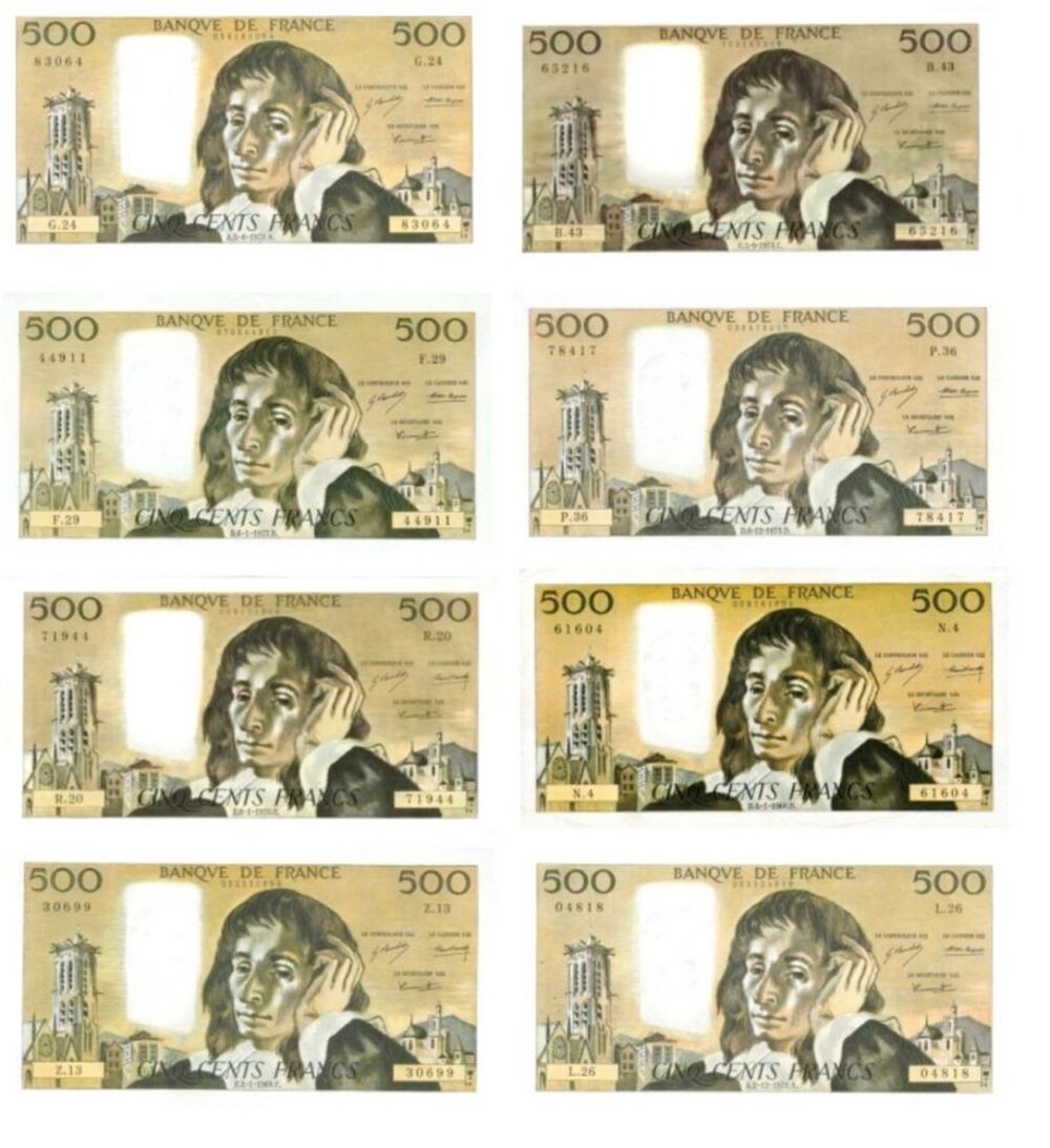 LOT A 8 BILLETS 500 F PASCAL SPL
