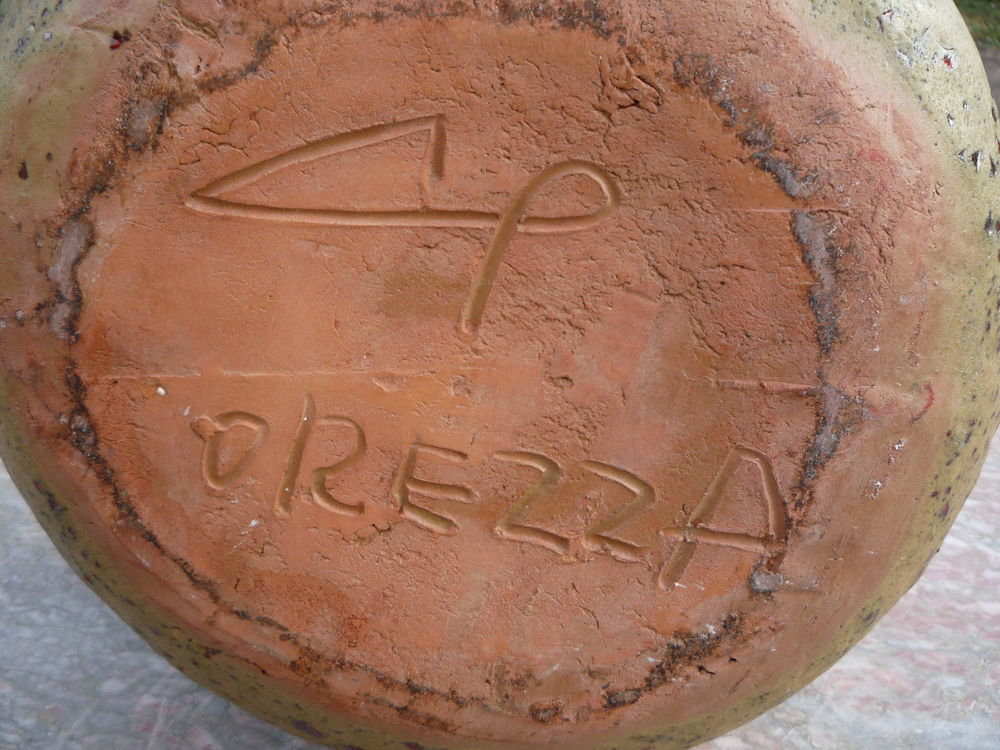 Ancien Pot Pichet c&eacute;ramique gr&eacute;s sign&eacute; OREZZA (Corse) (G) Dcoration