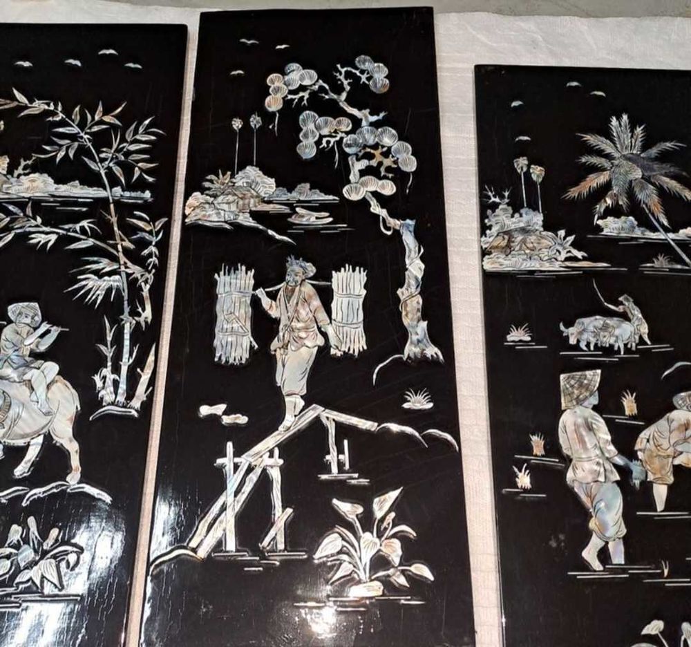 4 panneau d&eacute;coration asiatique tr&egrave;s bon &eacute;tat Décoration