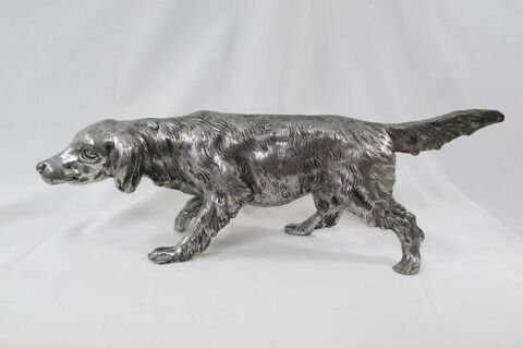 Statuette , chien en arrt de Mauro Manetti en mtal argent 250 Castres (81)