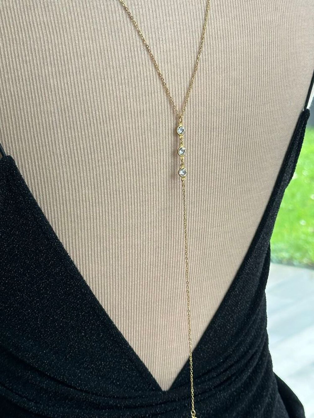 collier dos or acier et strass Bijoux et montres
