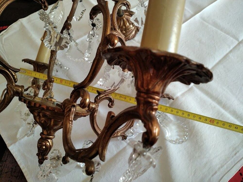 Lustre bronze et cristal Décoration