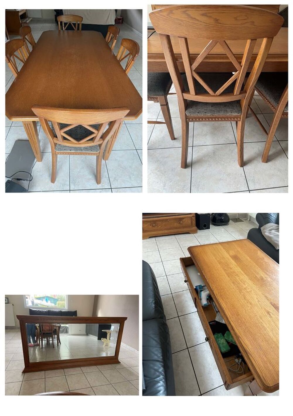 Salle &agrave; manger - fa&ccedil;ade ch&ecirc;ne massif et le reste en ch&ecirc;ne pl Meubles