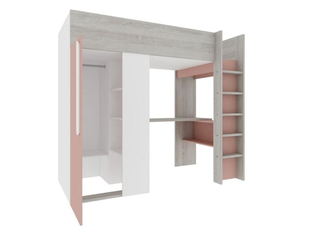Lit mezzanine 90x200 cm TRASMAN coloris violet faire offre Meubles
