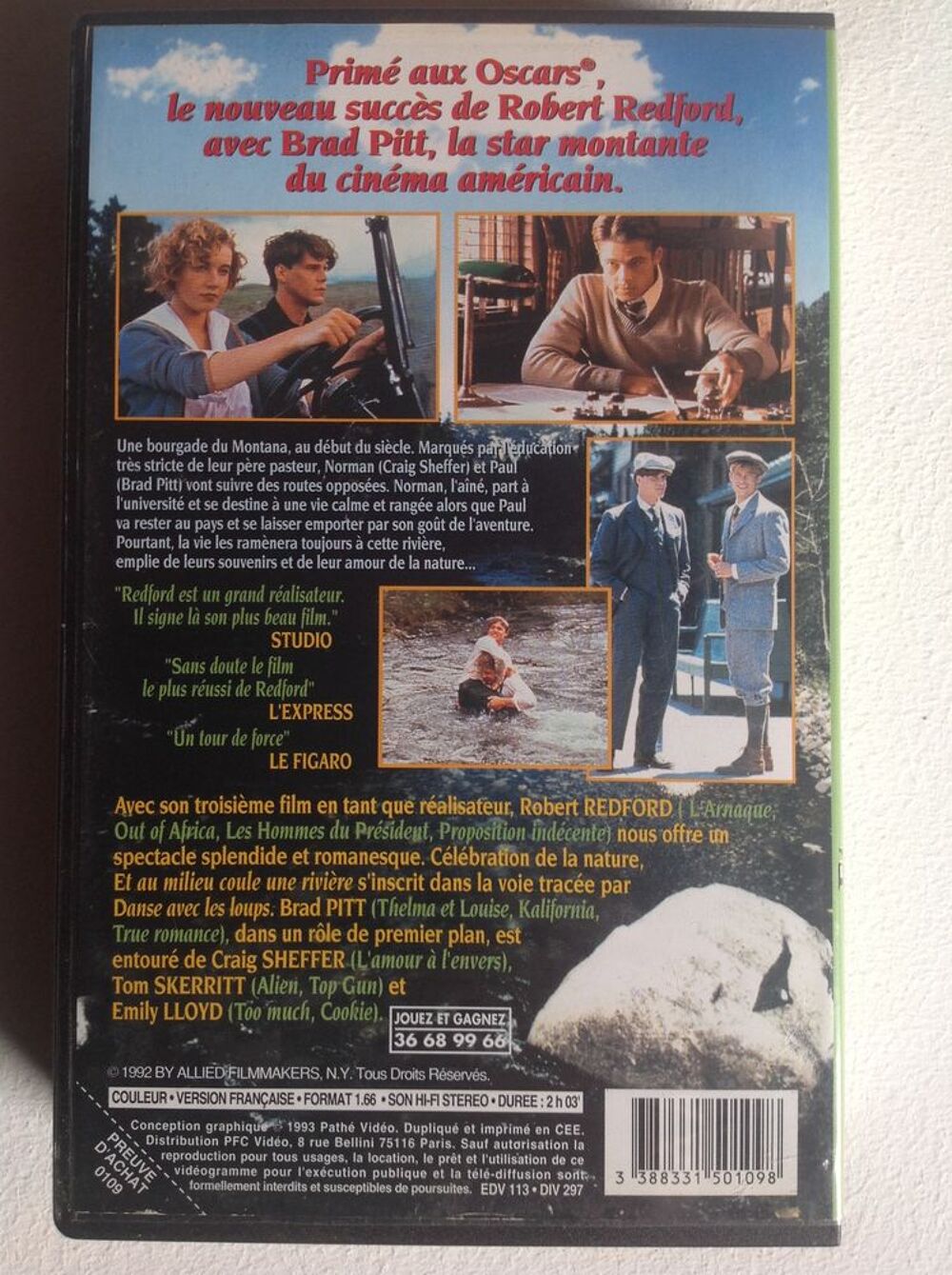 ET AU MILIEU COULE UNE RIVI&Egrave;RE DE REDFORD K7 VID&Eacute;O Envoi Pos DVD et blu-ray