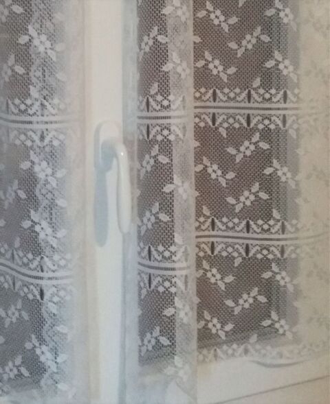 Neuf 3 rideaux blanc motif - 1 paire H 100cm - 1 - H 75  8 Domart-en-Ponthieu (80)