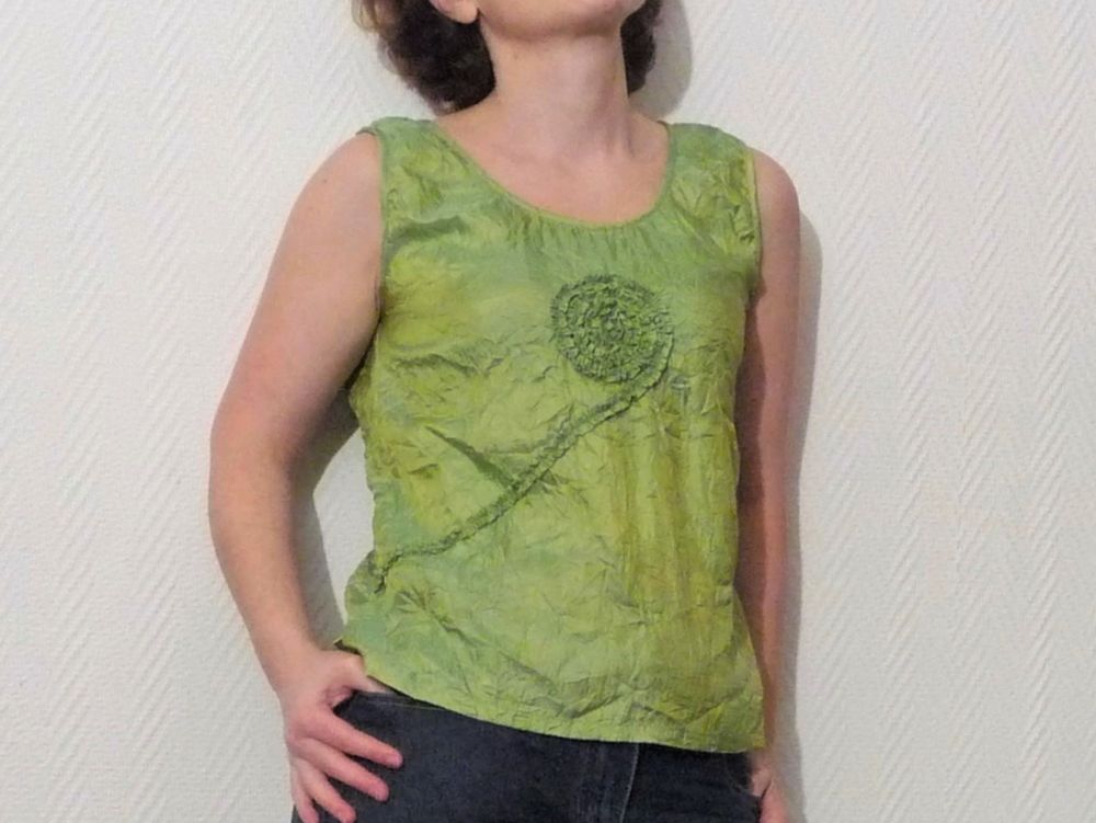 Top/ Tee Shirt Tissu Froiss&eacute; Vert Clair- Nid D'abeille Vêtements