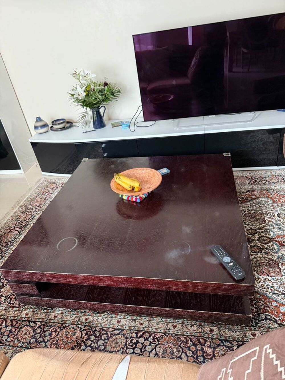 Table basse de Salon Lipstick Chene finition Weng&eacute; Meubles