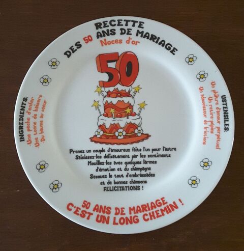 Assiette anniversaire ? 50 ans de mariage 5 Limoges (87)