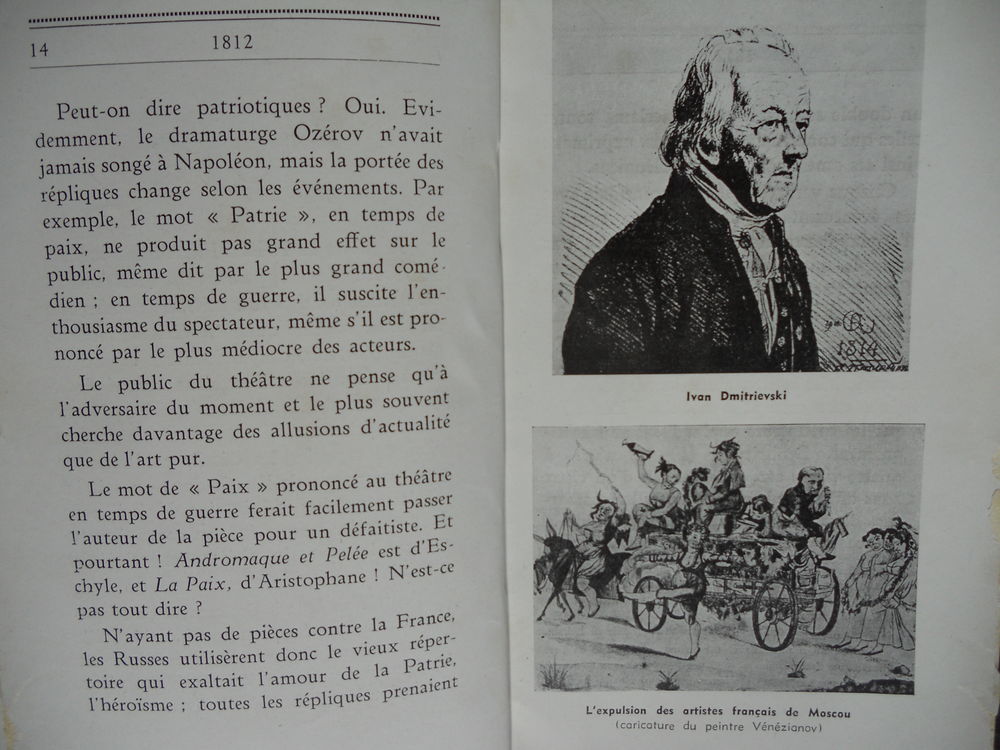 LE SORT DES ARTISTES FRAN&Ccedil;AIS et RUSSES 1812 Livres et BD