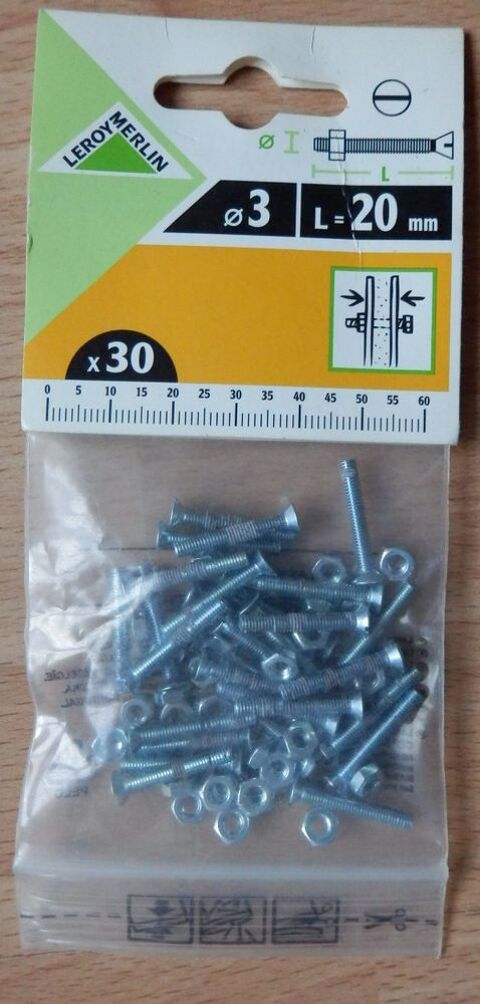Boulons (30) tête cylindrique Ø 3 x 20 mm : NEUF 2 Évry (91)