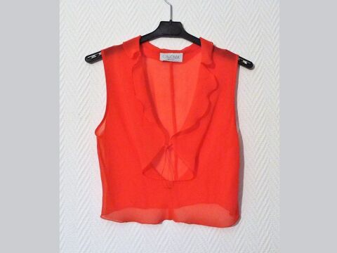 Top/ Tee Shirt Cintr� Orange Corail avec Lien � Nouer-Caloma 40 Paris 15 (75)