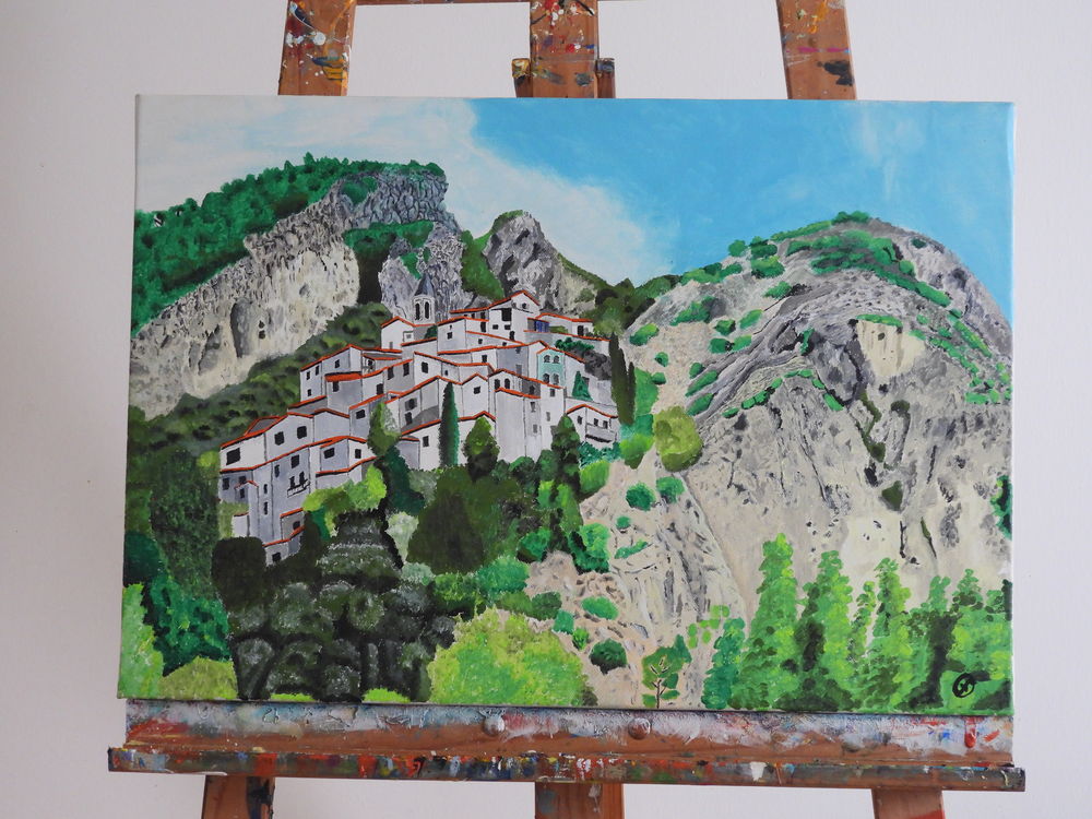 Tableau acrylique sur toile - Village de montagne Décoration