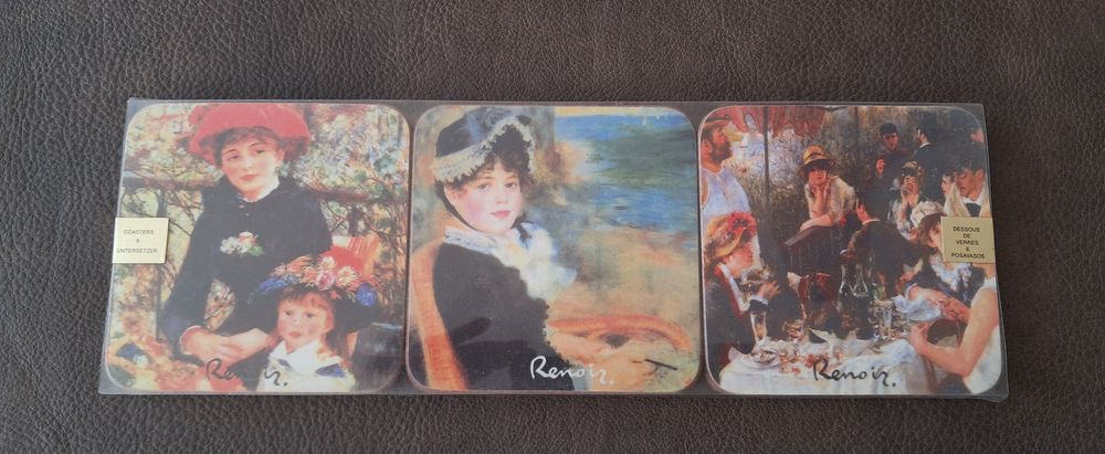 lot de 6 dessous de verre en li&egrave;ge illustr&eacute; par Renoir Cuisine