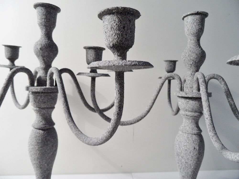 PAIRE DE CHANDELIER BOUGEOIR MODERNE ART DECO VINTAGE Granit Décoration