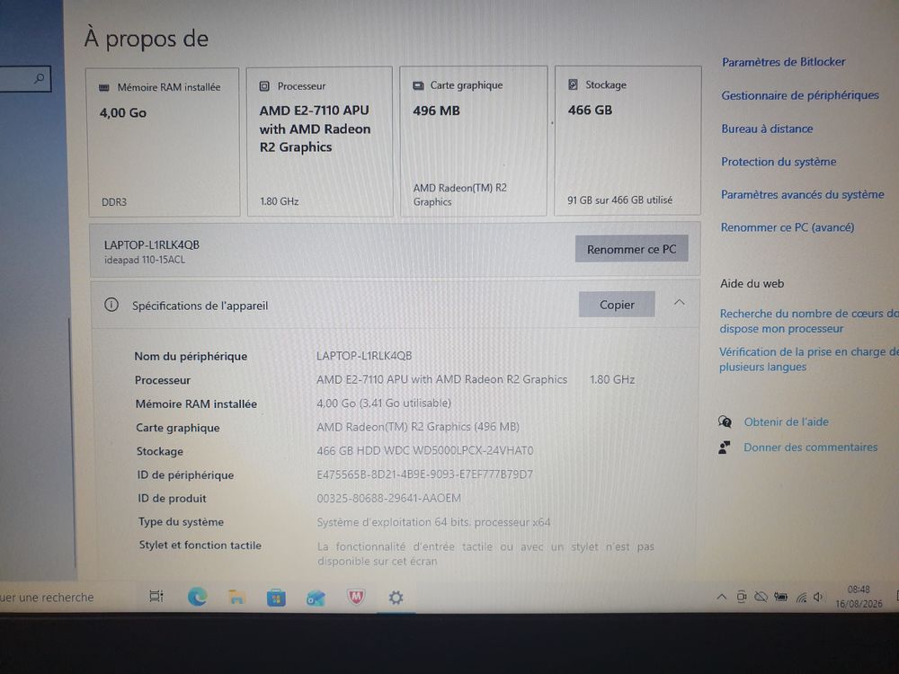 Ordinateur portable Lenovo Matériel informatique