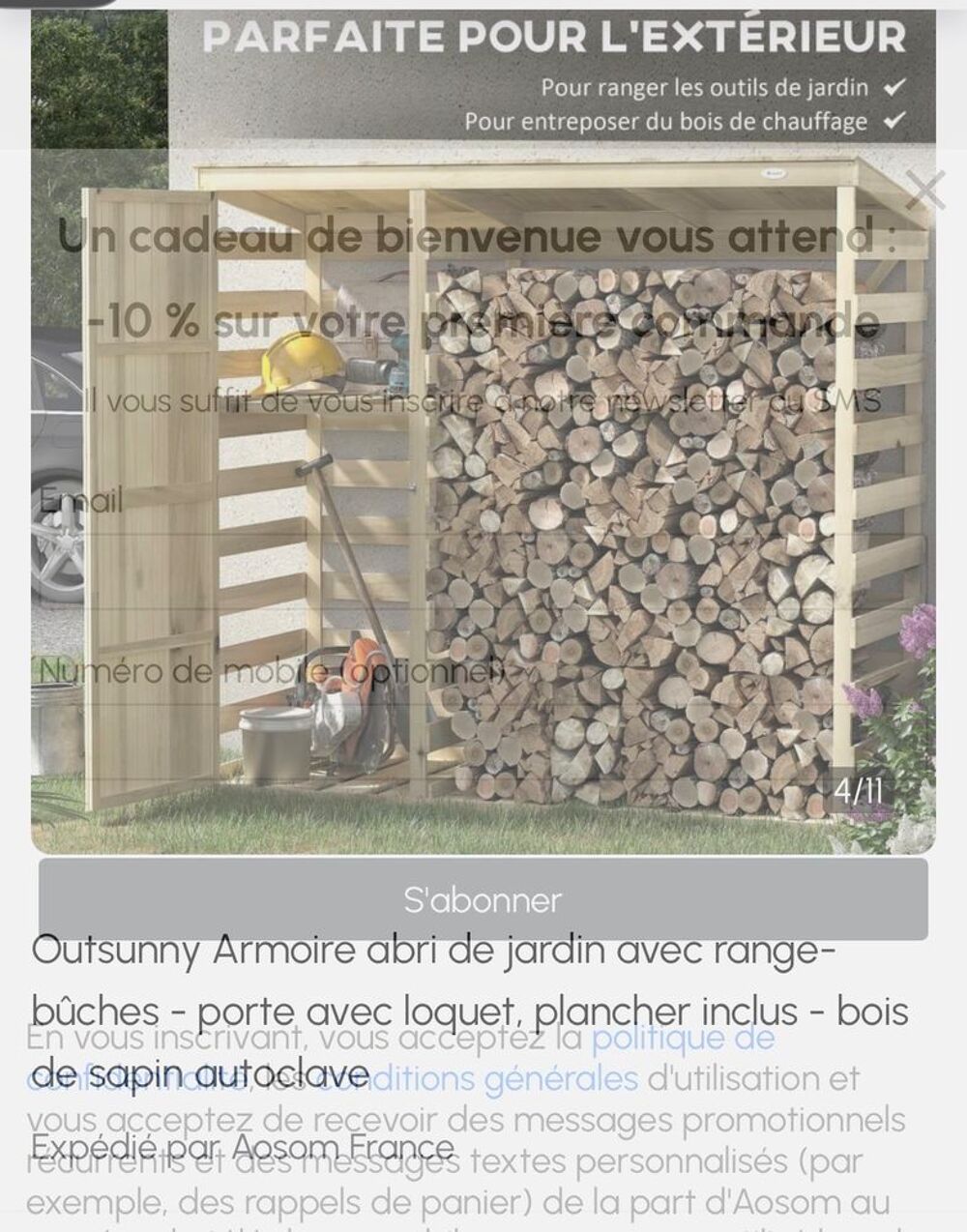 Abri b&ucirc;ches avec placard int&eacute;gr&eacute; Jardin
