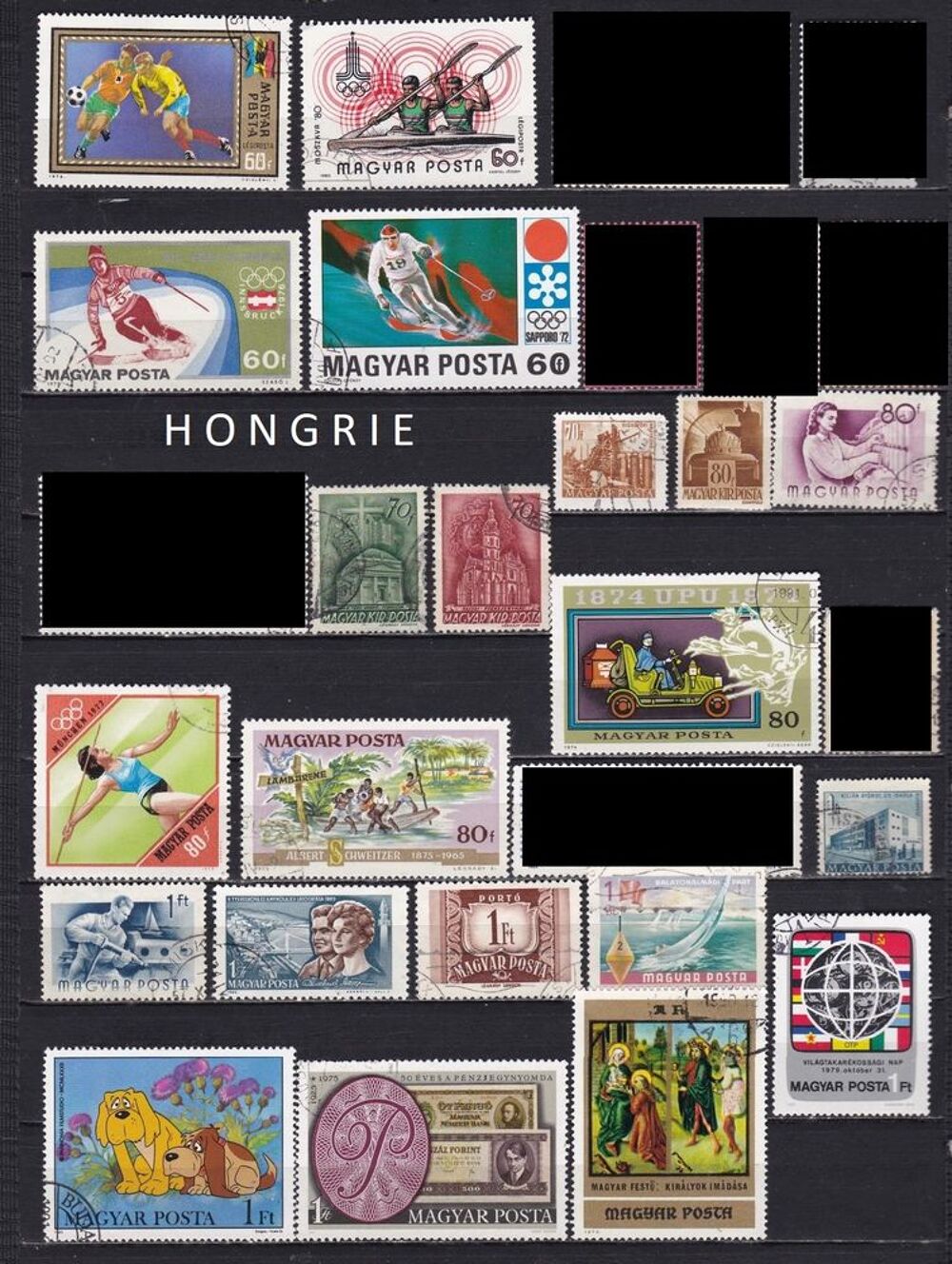 lot de 229 timbres de HONGRIE 