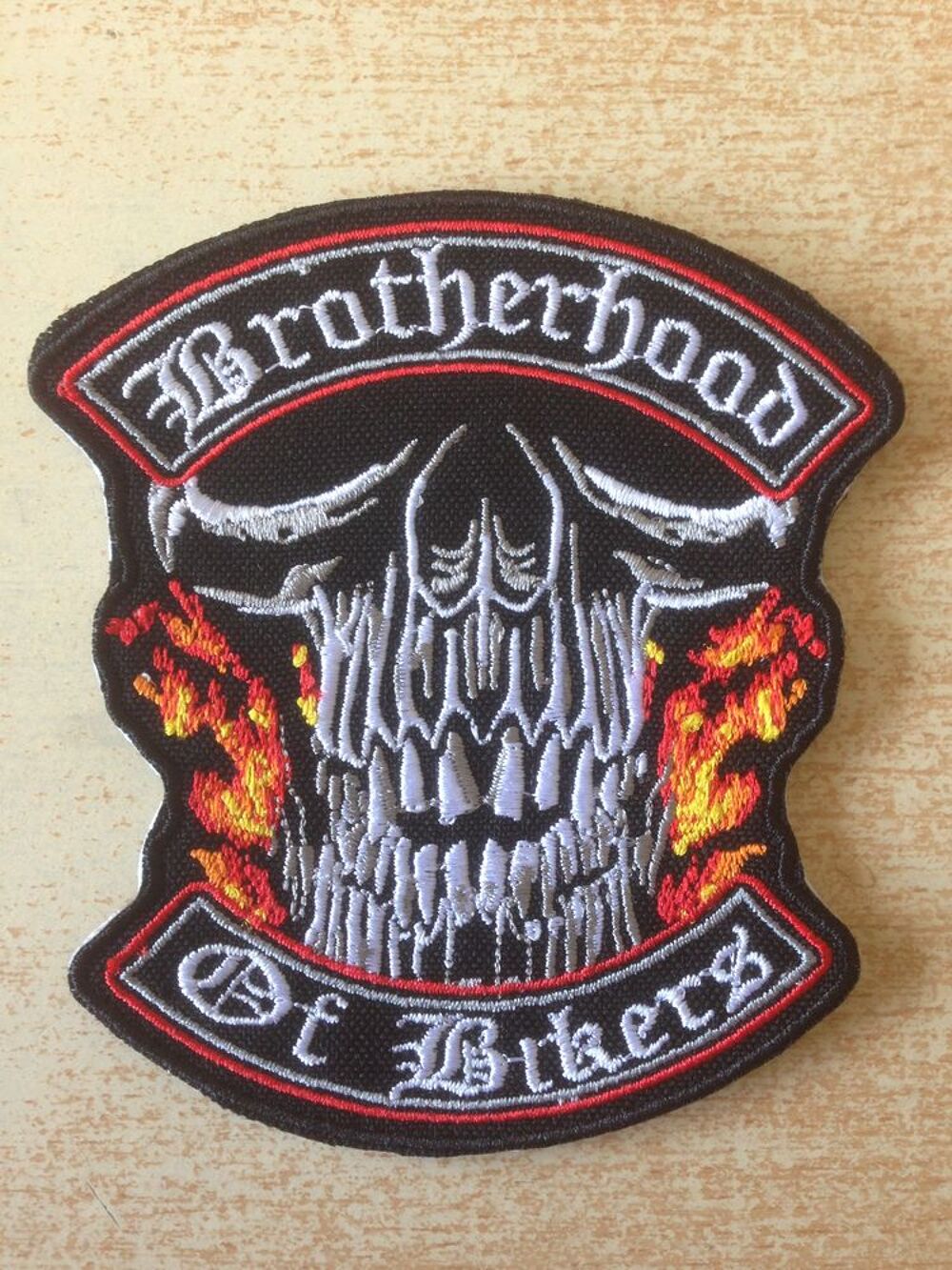 
Ecusson brod&eacute; biker skull brotherhood of bikers
