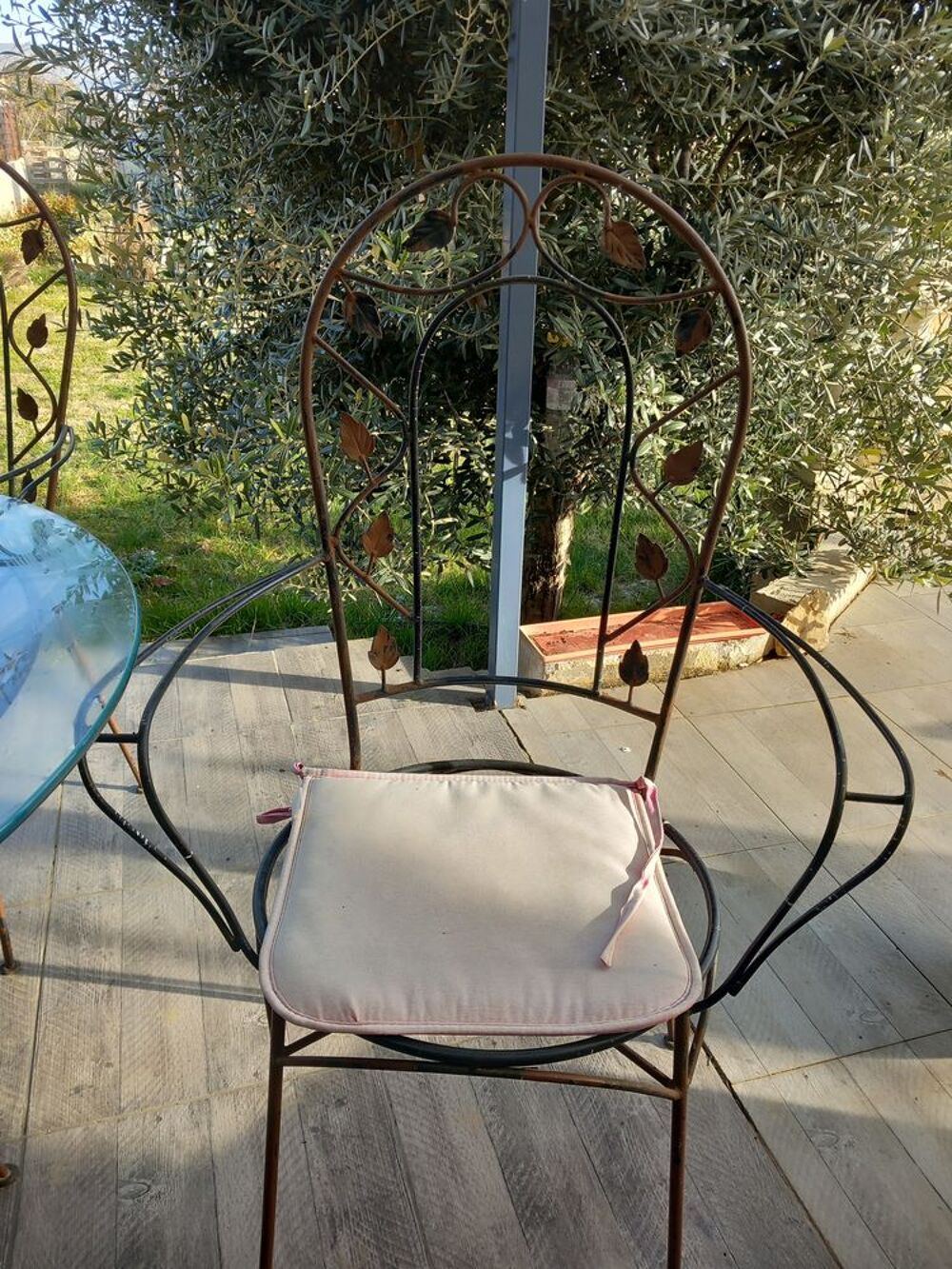 Table et fauteuils Fer Forger Jardin