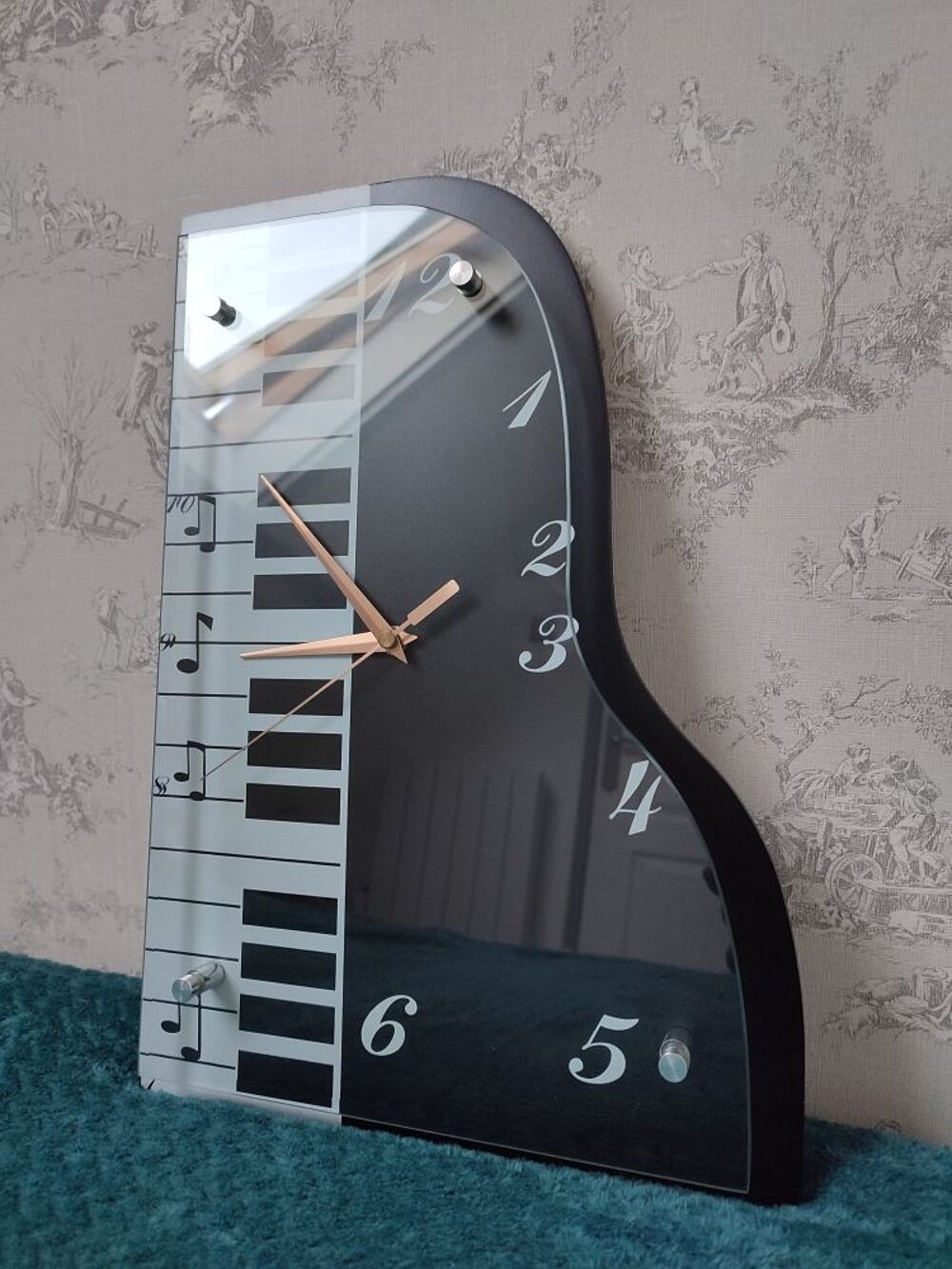 Horloge Murale Suspendu Clavier Piano Fa&ccedil;ade En Verre Décoration