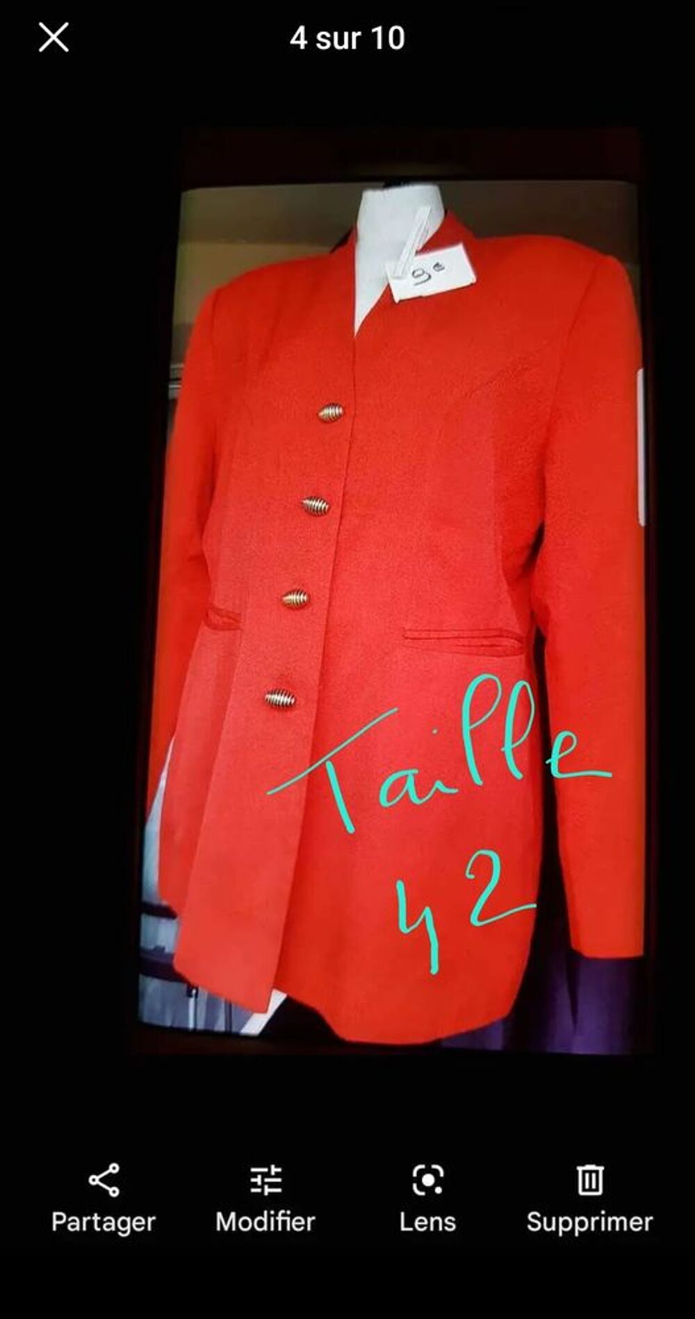veste rouge taille 43 Vêtements