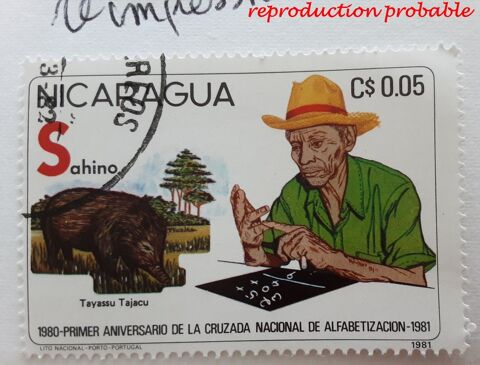 timbre � collection  NICARAGUA (1t) 
REPRODUCTION PROBABLE, 1 Pontoise (95)
