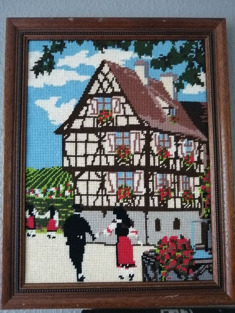 Tableau Canevas laine - Ancienne Mairie d'un village Alsacie Décoration