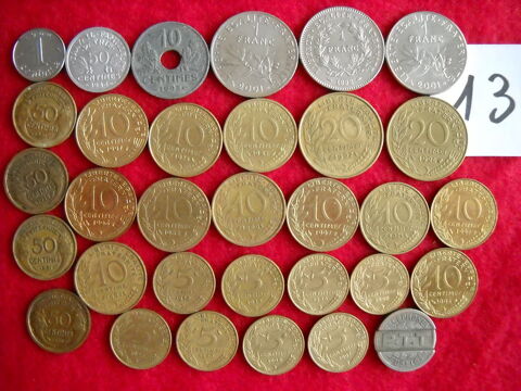 Monnaies : 32 pièces diverses en FRANC - LOT N° 13 6 Roanne (42)