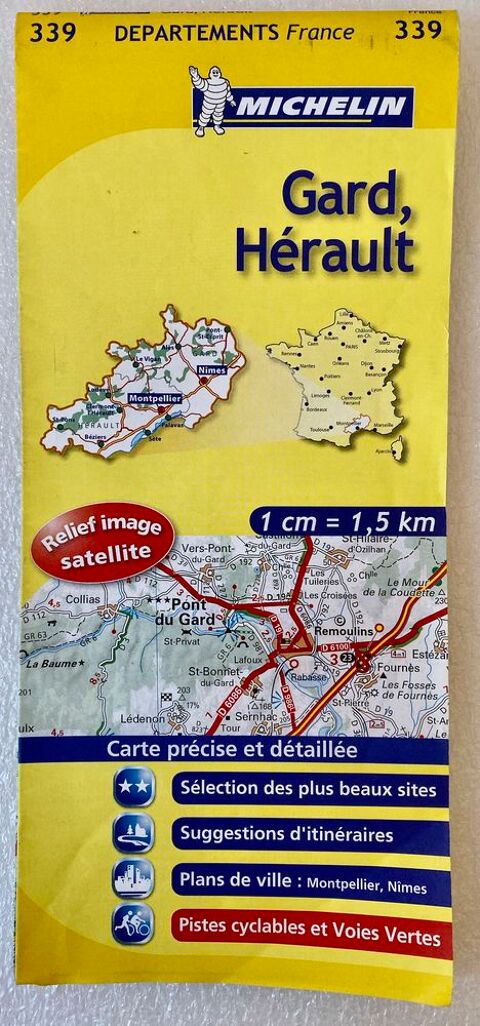 Carte routire dpartements Gard - Hrault N 339 Michelin 2 Jou-ls-Tours (37)